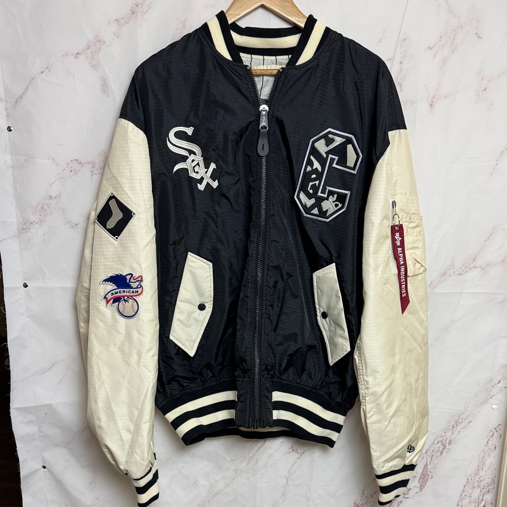 Chicago White Sox Alpha Industries x New Era Black Reversible L-2B Bomber Jacket